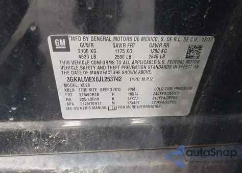 2018 GMC Terrain Sle z USA, uszkodzony, nr VIN 3GKALMEX0JL253742